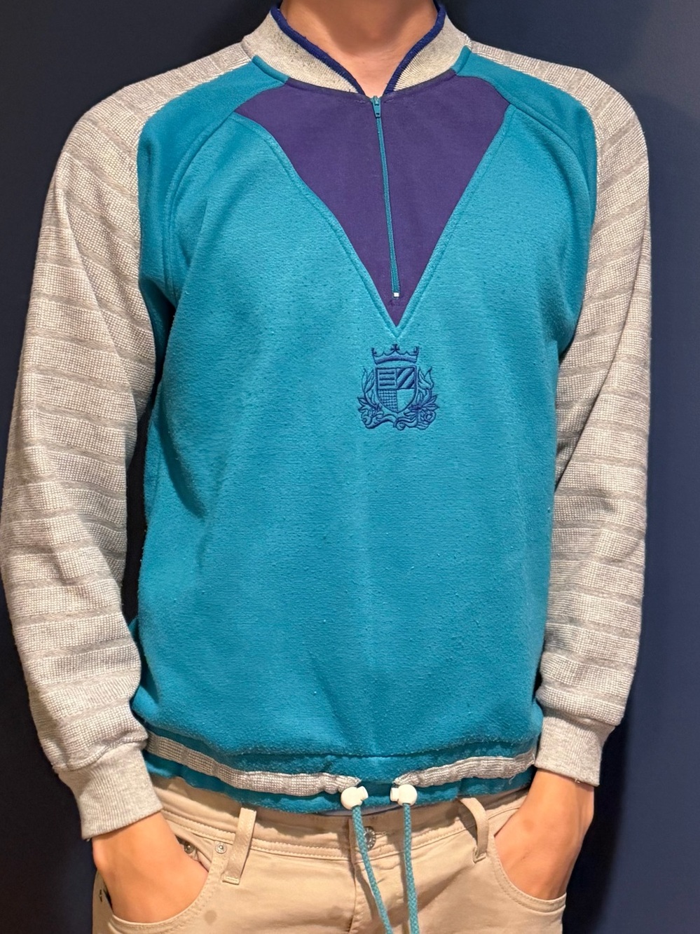 VINTAGE Members Only Men's Quarter-Zip Pullover Sweater